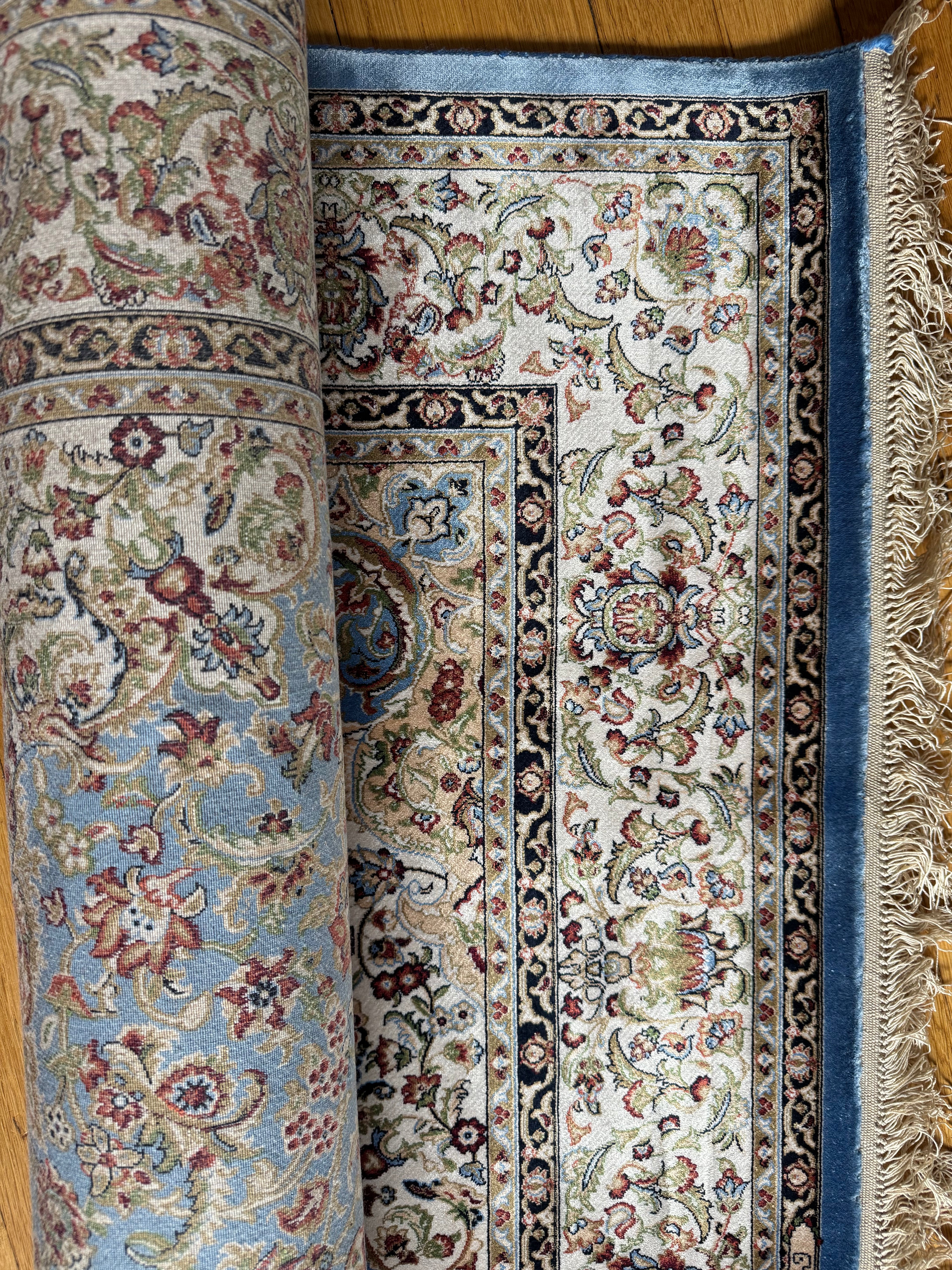 Cashmere Silk on silk, hand knotted rug