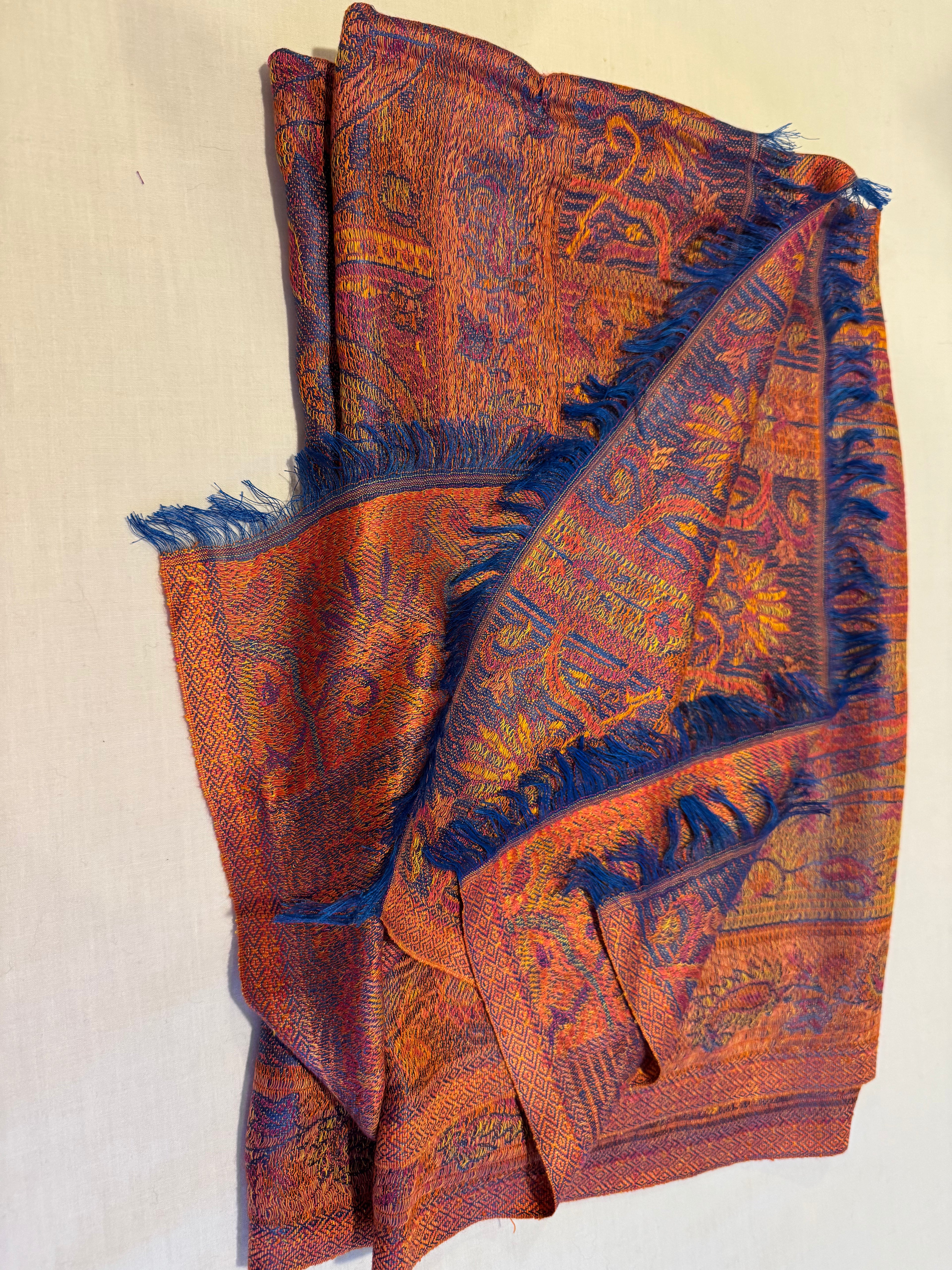Handmade Silk/wool scarf-Light weight, soft, breathable, beautiful colors, two tone/reversible scarf.
