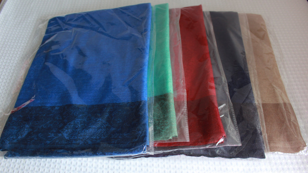 Cashmere/silk Scarf decorative border-4 colors
