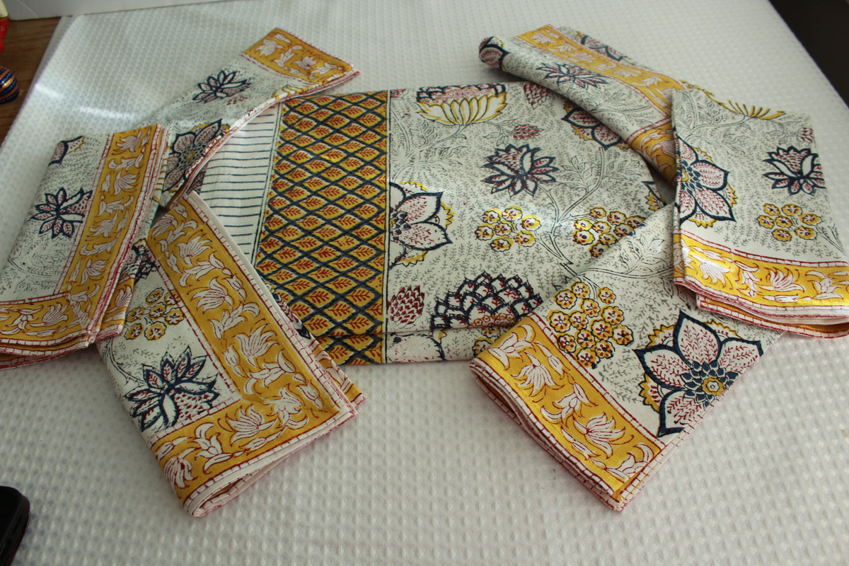Tablecloth--Hand block printed. Handmade by masters in the trade.