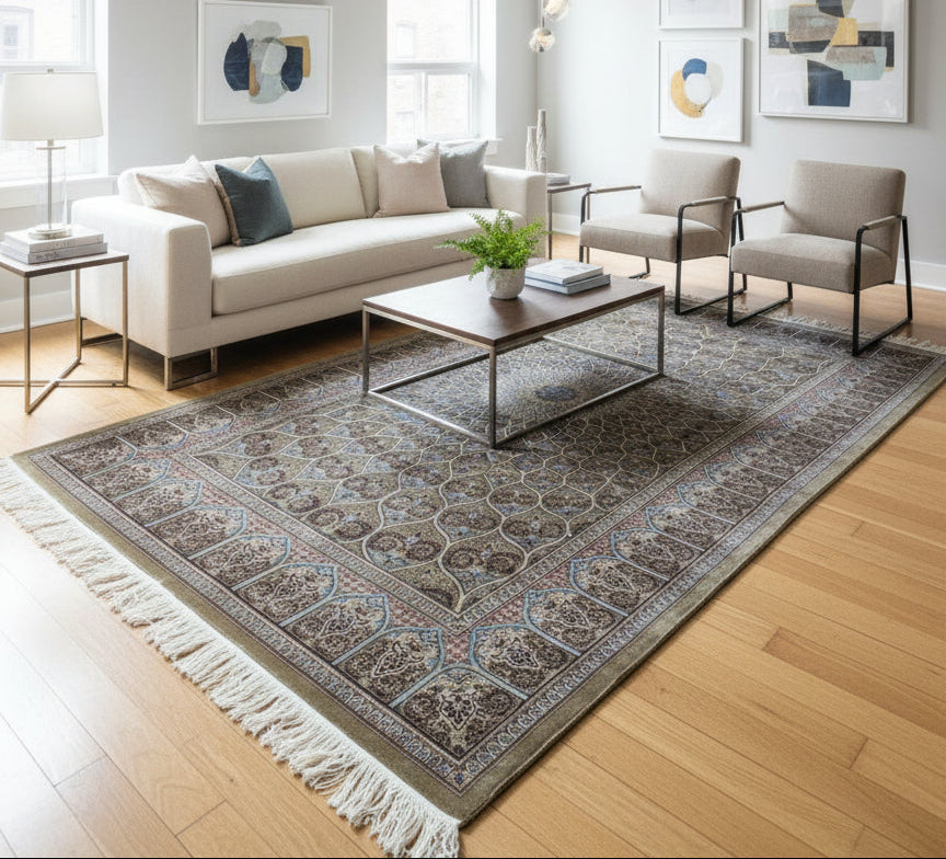 Hand knotted Cashmere Silk Rug