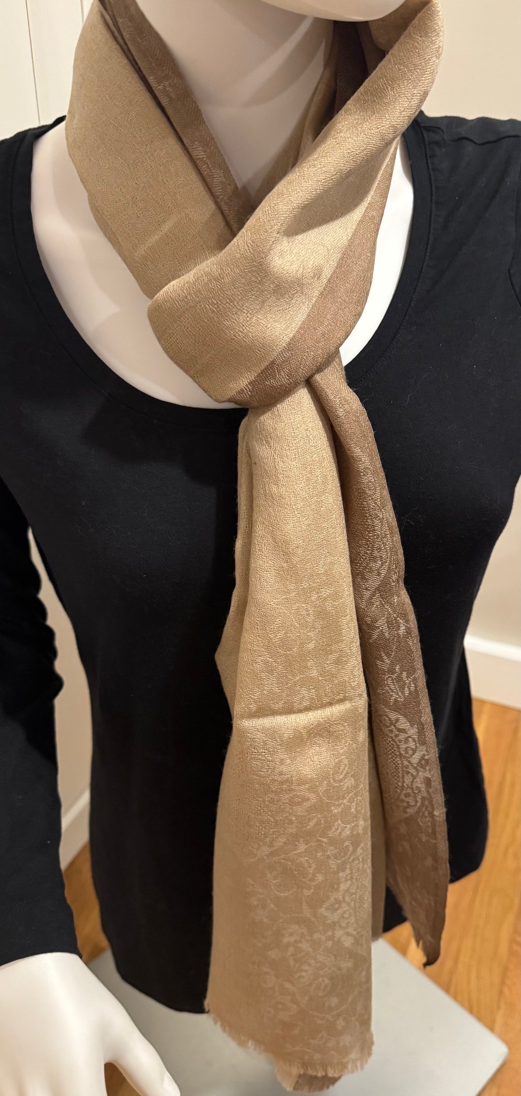 Cashmere/silk Scarf decorative border-4 colors