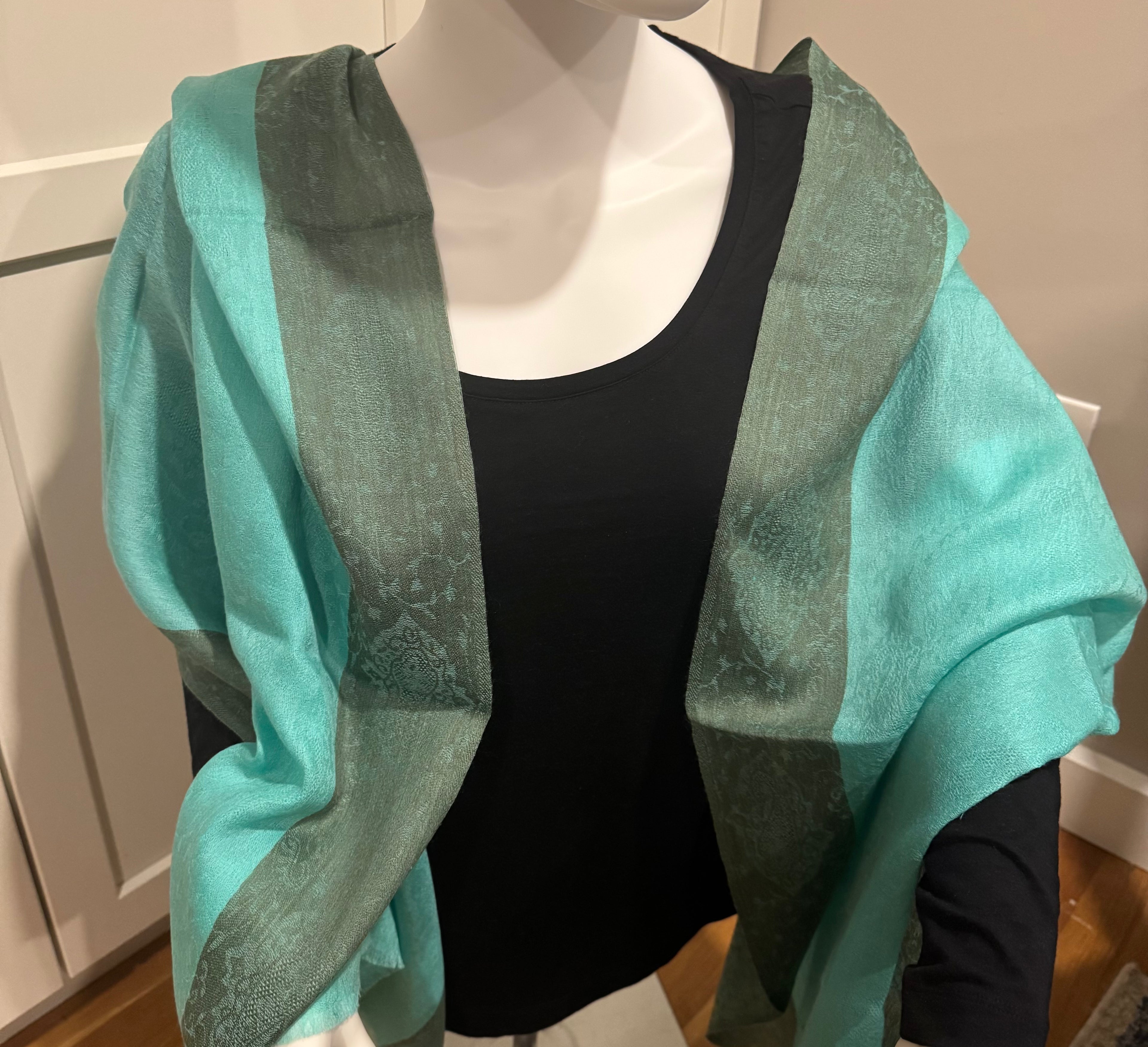 Cashmere/silk Scarf decorative border-4 colors