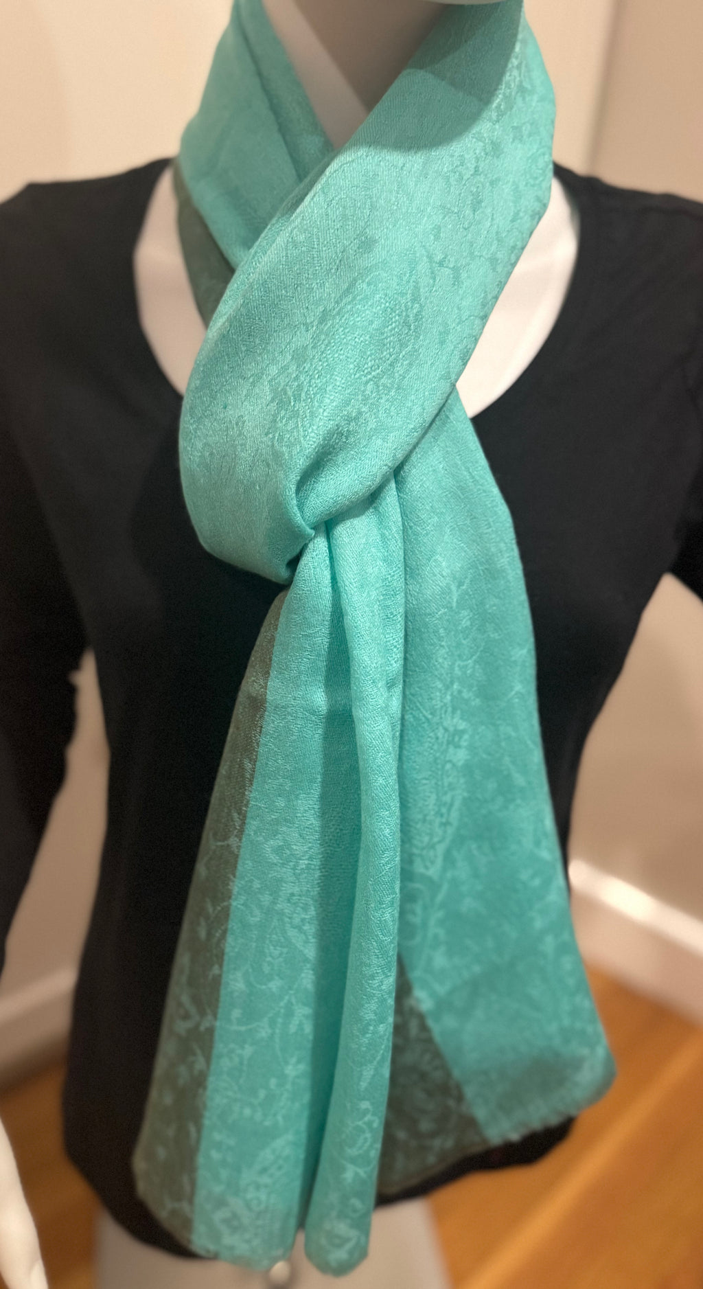 Cashmere/silk Scarf decorative border-4 colors